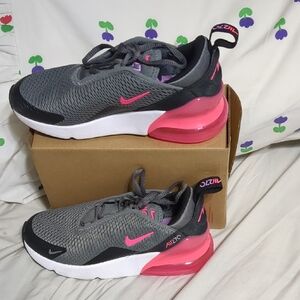 Kid Nike Air  270 Dark Gray and Hot Pink Sneakers